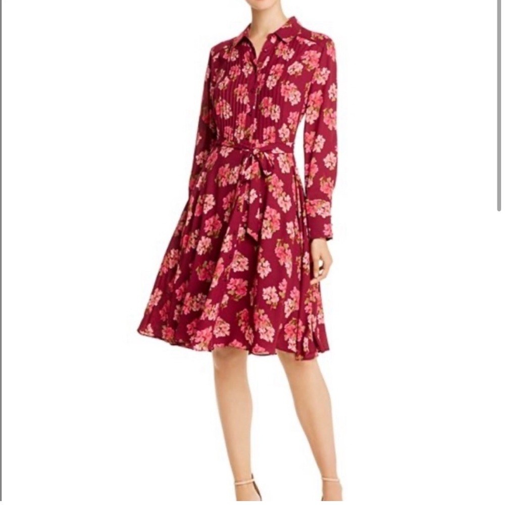 NWT Nanette Lepore Floral Belted Pintucked Dress